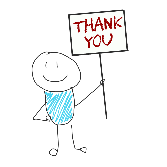 Matchstick "Thank You" man holding plackard